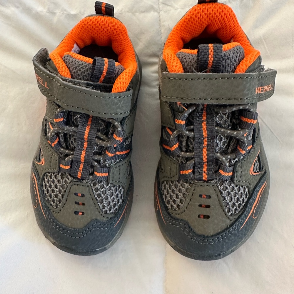 Merrell Toddler size 5 Trail Charcoal and Orange Sneakers